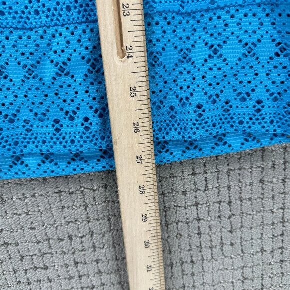 JM Collection Blouse Womnes Plus Size 2X Blue Pullover Short Sleeve Perforated - Picture 5 of 9